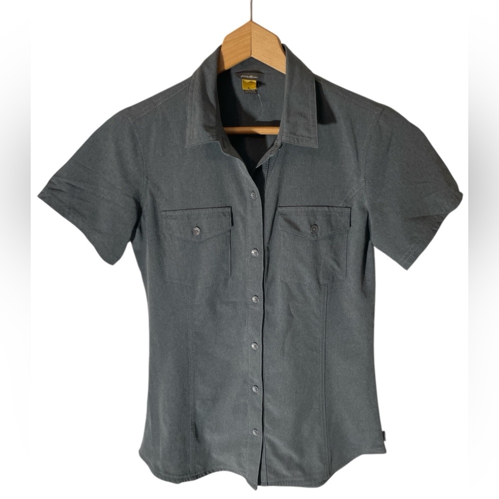 B4- Women’s XS extra small Eddie Bauer Stretch Polo Golf Gray Shirt